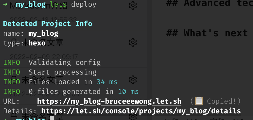 screenshot of the cli - lets deploy